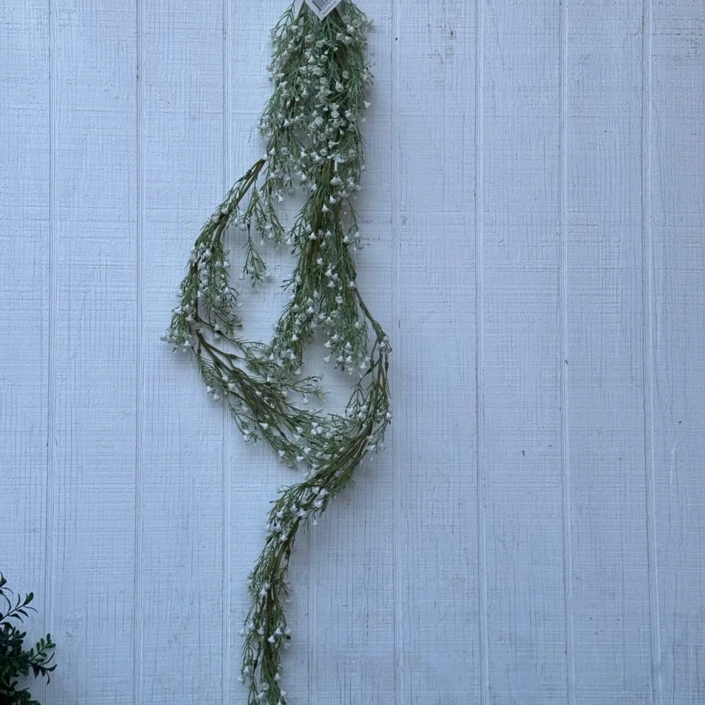 Artificial Baby's Breath Hanging Garland White/Green Flower Stem Spray Bush new